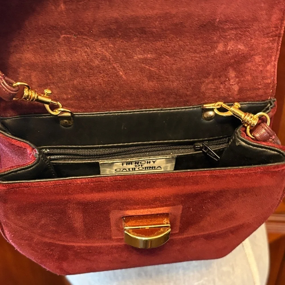 Elegant red wine, suede vintage Frenchy Crossbody Bag